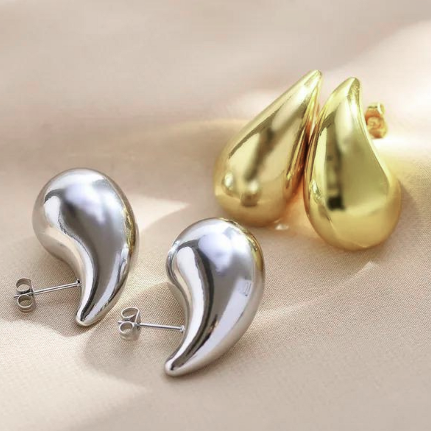 18K Gold Chunky Teardrop Earrings