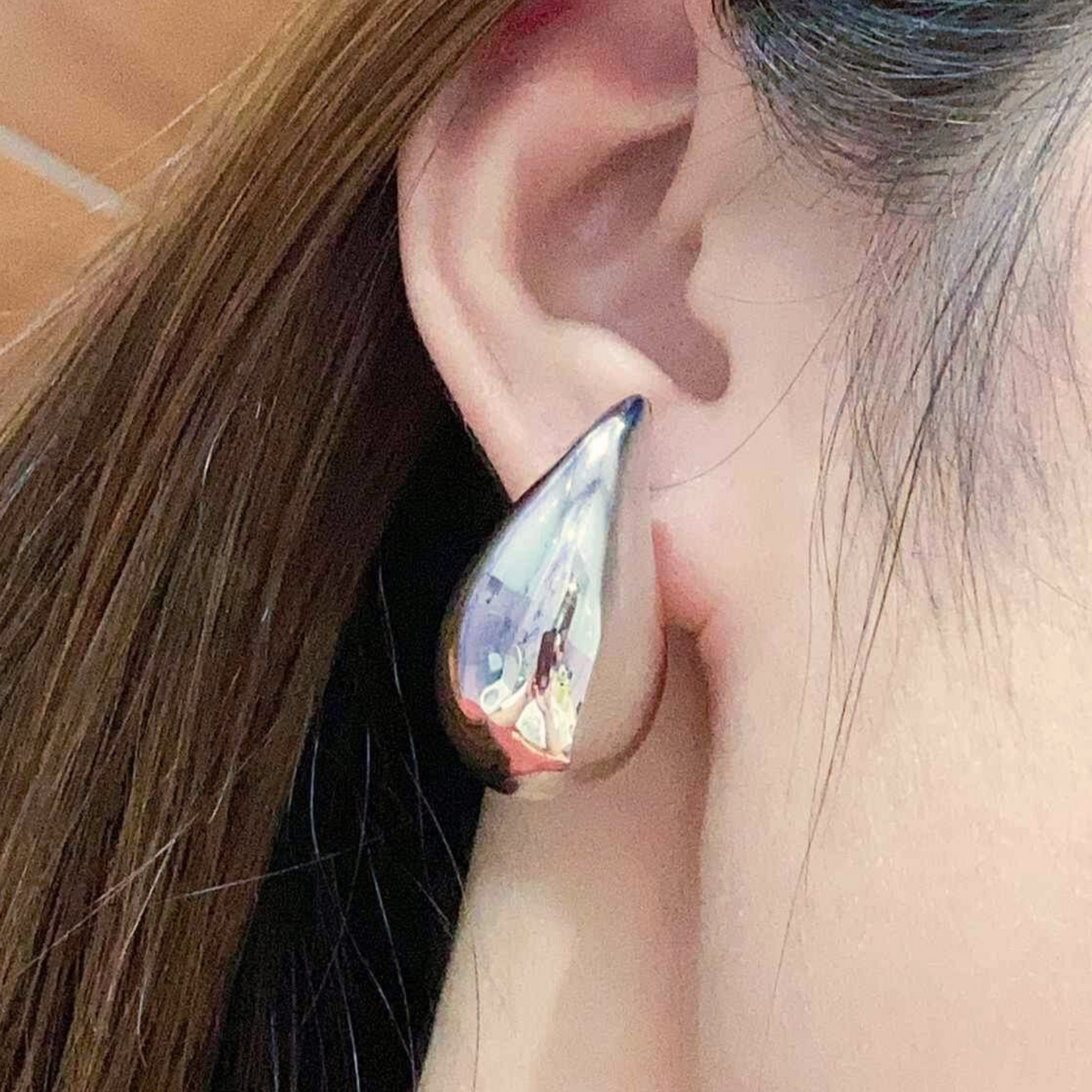 18K Gold Chunky Teardrop Earrings