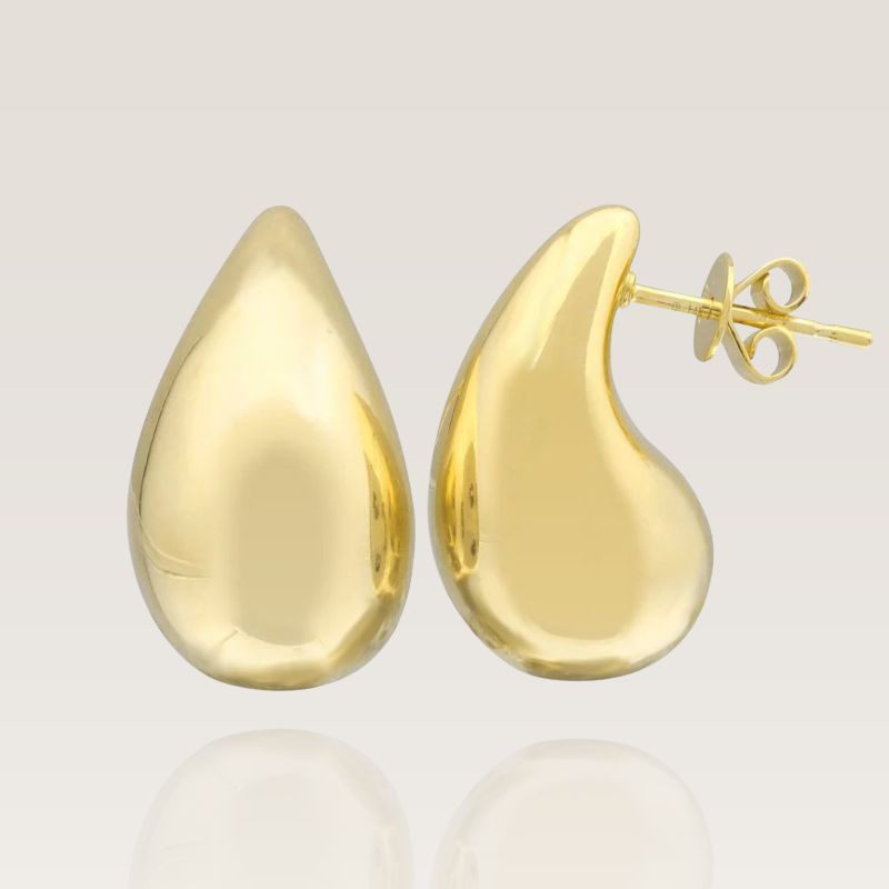 18K Gold Chunky Teardrop Earrings