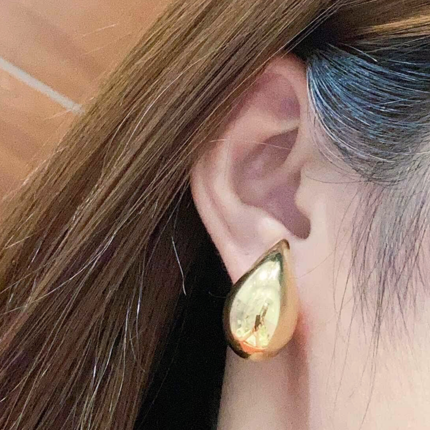 18K Gold Chunky Teardrop Earrings