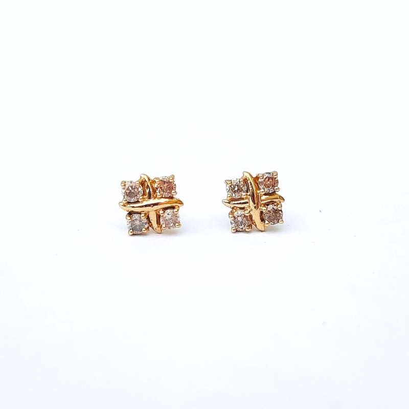 Real 18k Gold & 0.20ct Natural Diamond Earrings