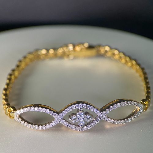 18k Solid Gold and Diamonds Bracelet