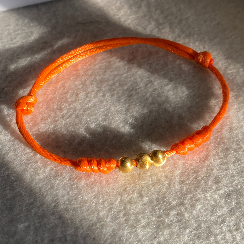 Handmade Cord Bracelets with Solid 18k Gold Charms