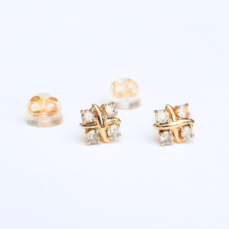 Real 18k Gold & 0.20ct Natural Diamond Earrings