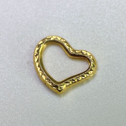 18k Solid Gold Dia Cut Open Heart Pendant Charm