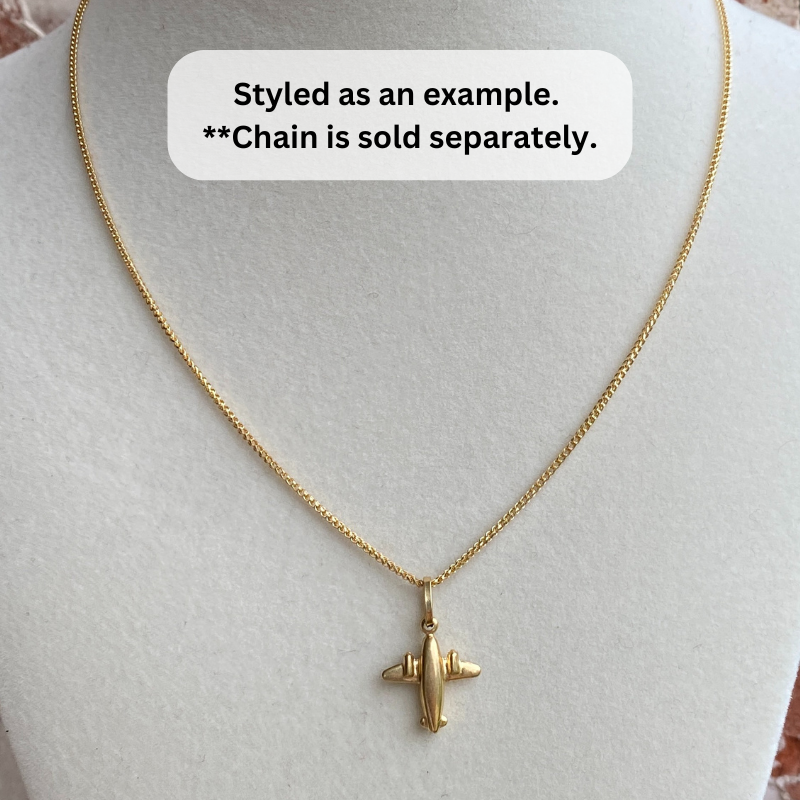 18K Gold Airplane Pendant