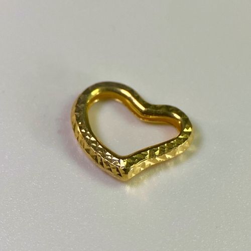 18k Solid Gold Dia Cut Open Heart Pendant Charm