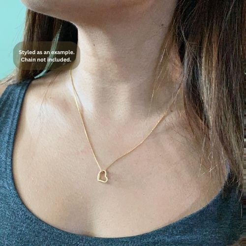 18k Solid Gold Dia Cut Open Heart Pendant Charm