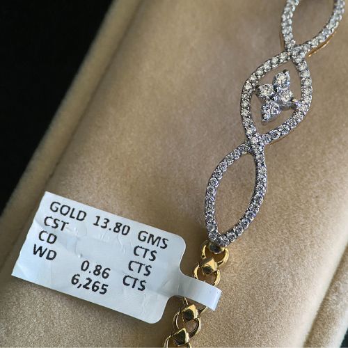 18k Solid Gold and Diamonds Bracelet