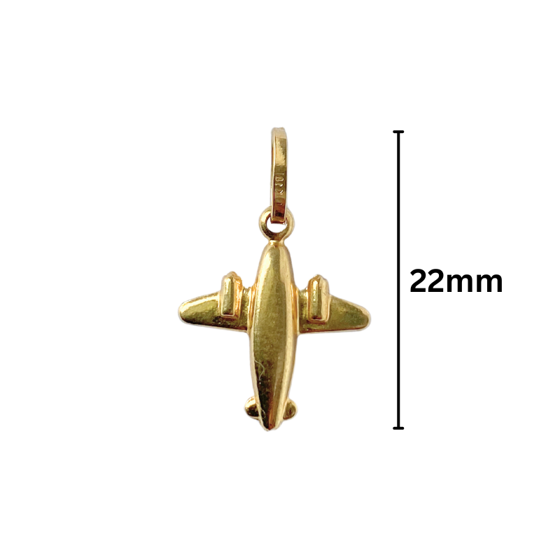 18K Gold Airplane Pendant