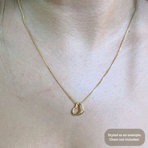 18k Solid Gold Dia Cut Open Heart Pendant Charm