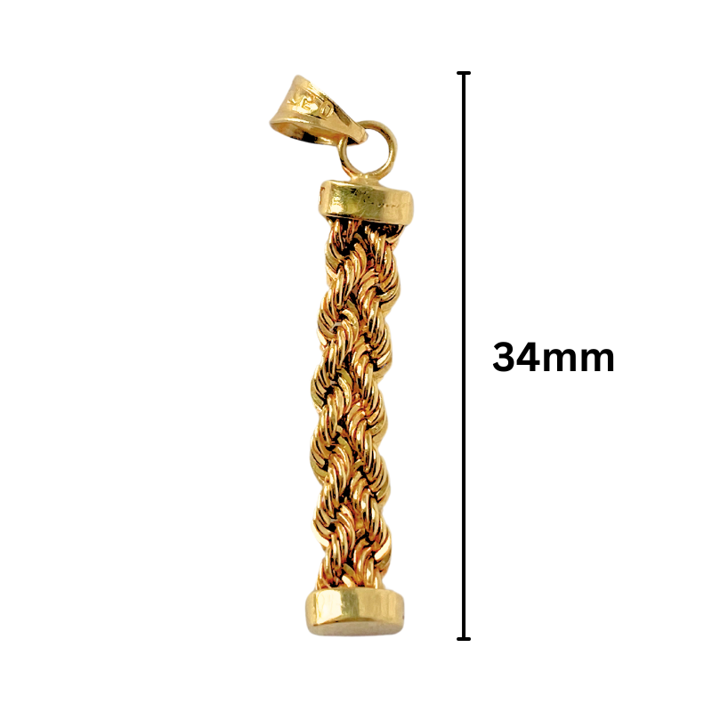 18K Gold Vertical Rope Pendant