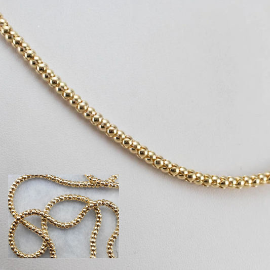 18K Gold Popcorn Chain Necklace