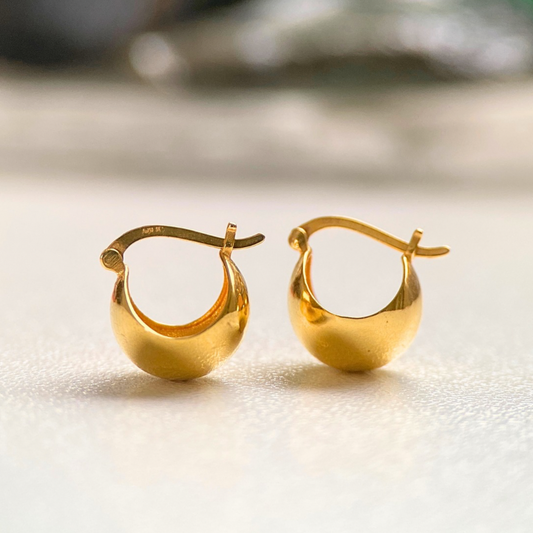 18K Gold Ball Hoop Earrings