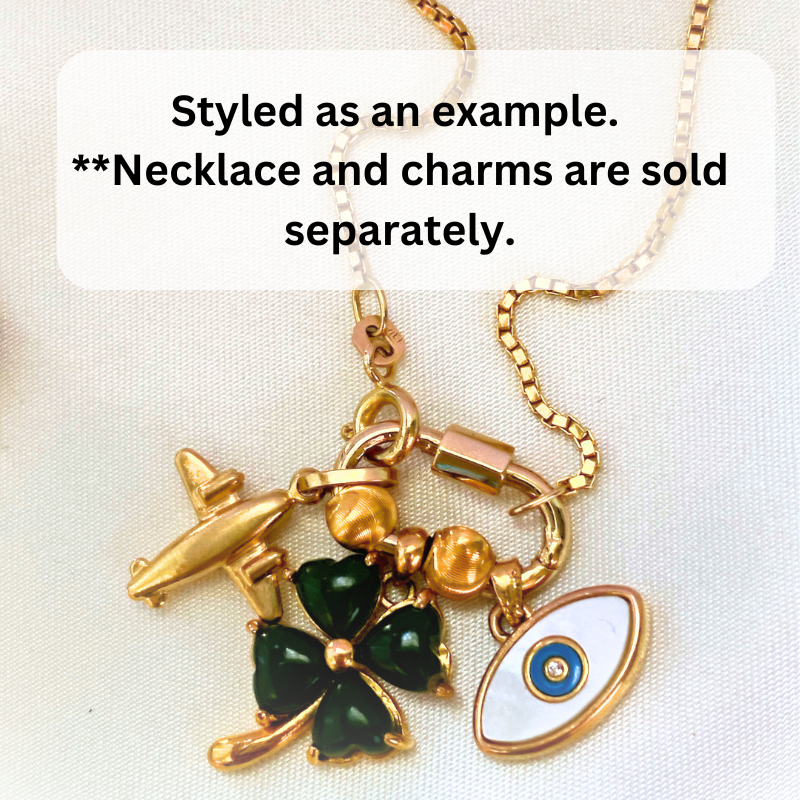 18K Gold Carabiner Charm Holder Pendant Necklace, Elongated Link Carabiner, Carabiner Screw Lock