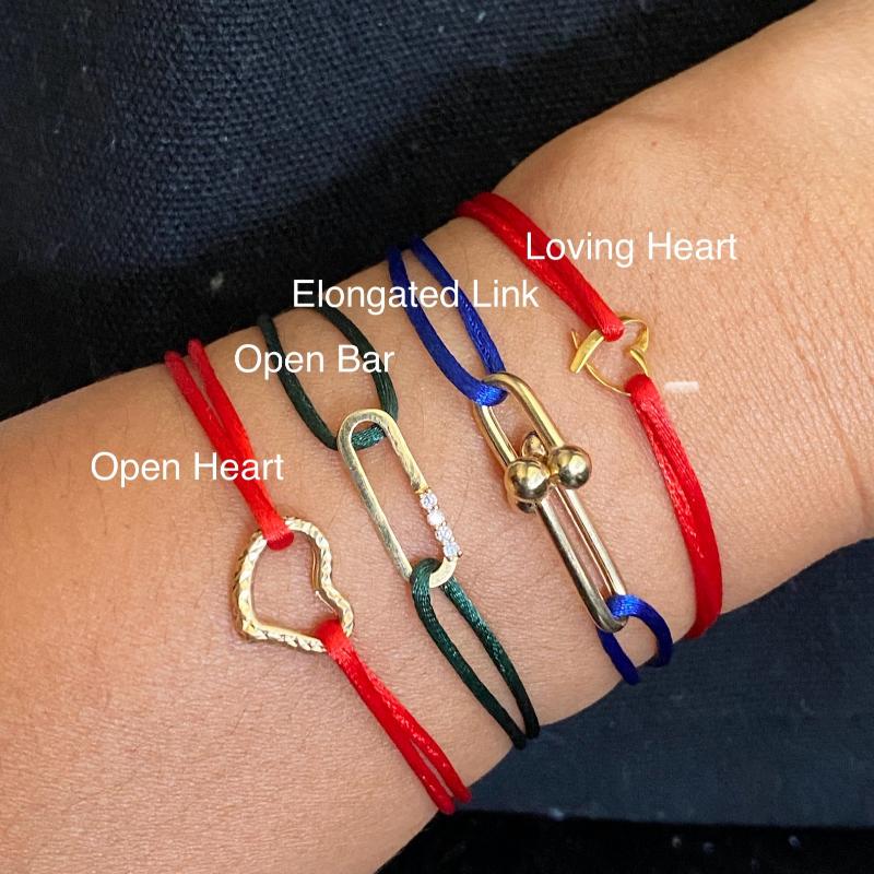 Handmade Cord Bracelets with Solid 18k Gold Charms