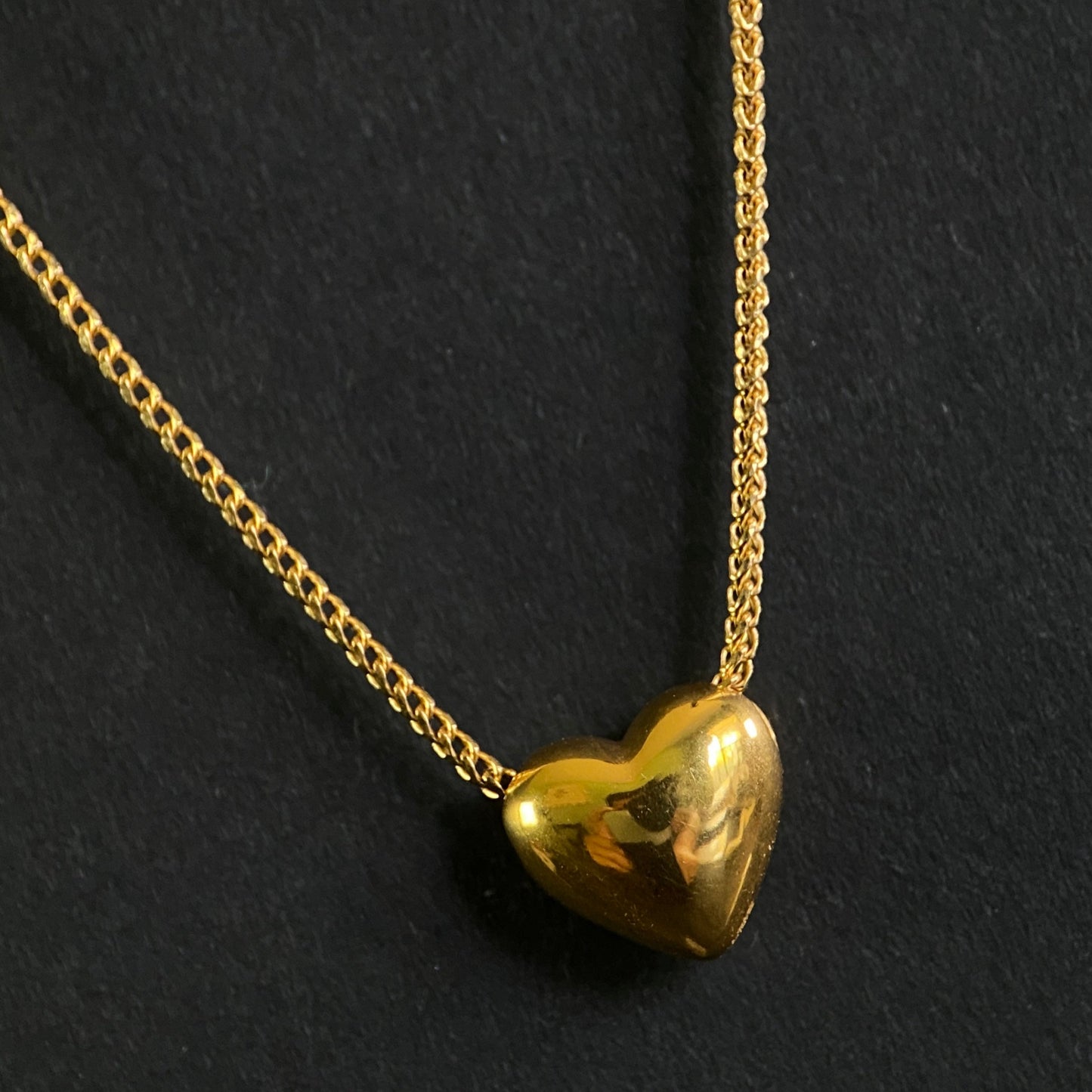 18k Solid Gold Heart Puff Pendant Charm