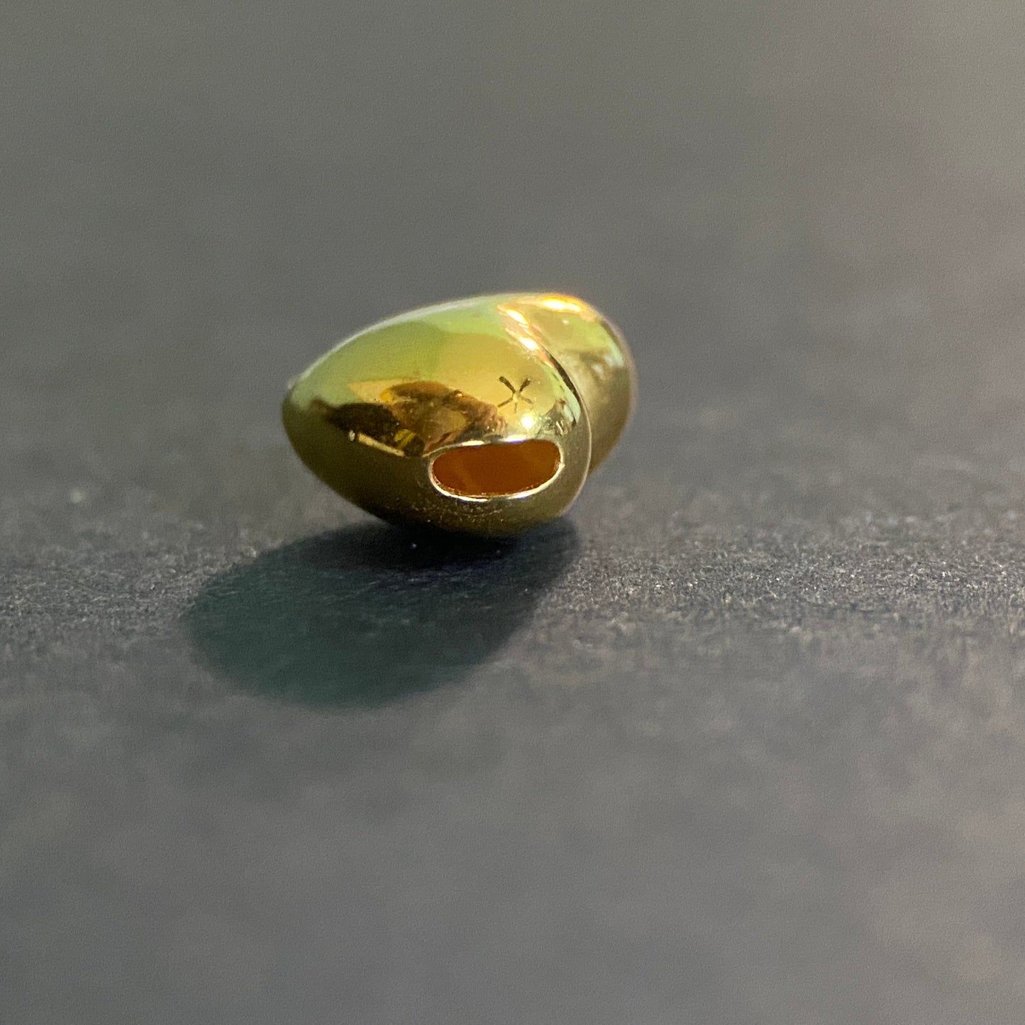 18k Solid Gold Heart Puff Pendant Charm