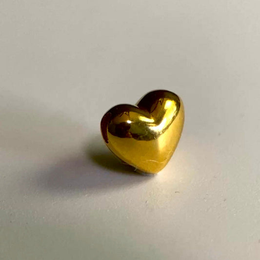 18k Solid Gold Heart Puff Pendant Charm