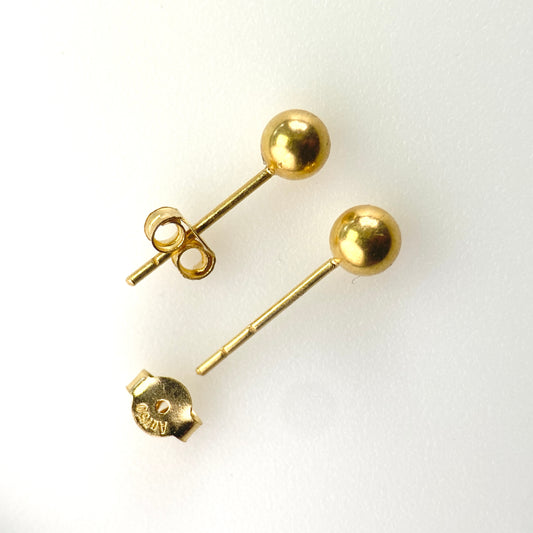 Solid 18k Gold Minimalist Ball Studs 4mm