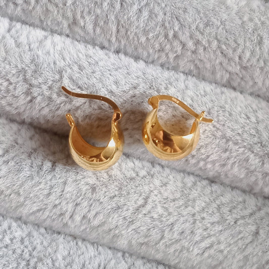 18K Gold Ball Hoop Earrings