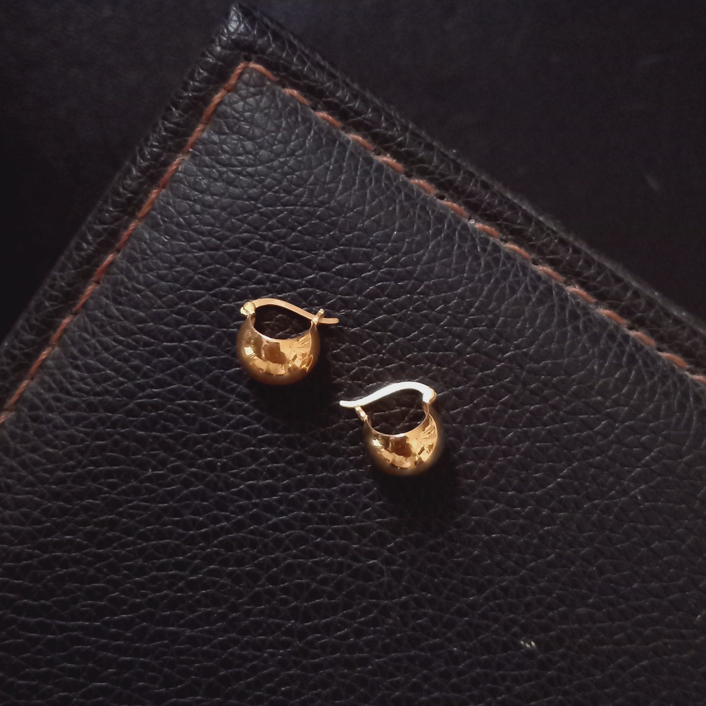 18K Gold Ball Hoop Earrings