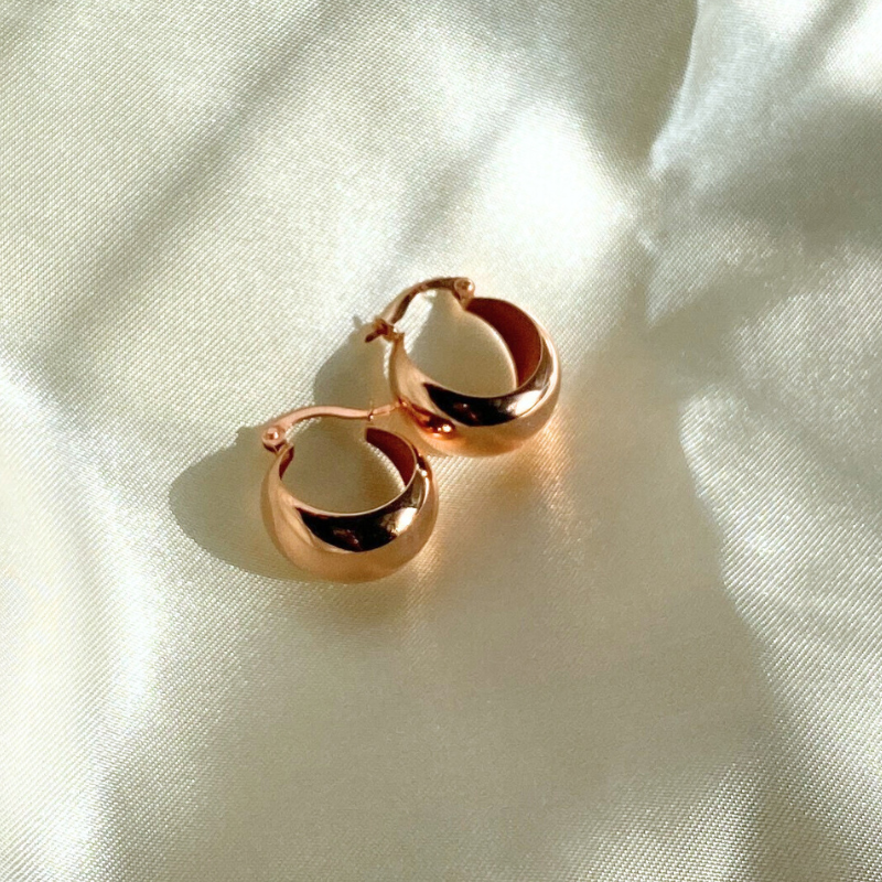 18K Gold Dome Hoops - Rose Gold