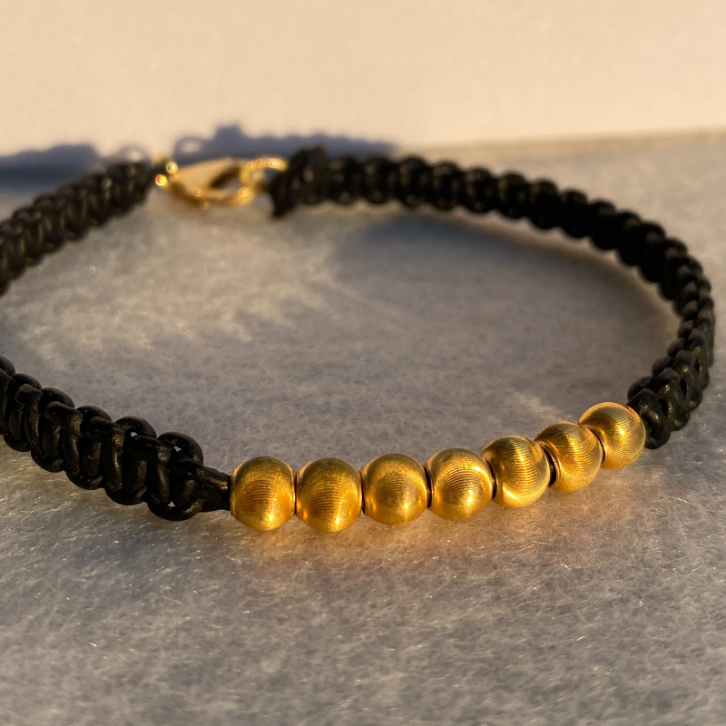 Handmade Unisex, Genderless 18k Gold Cat Eye Bead Bracelet