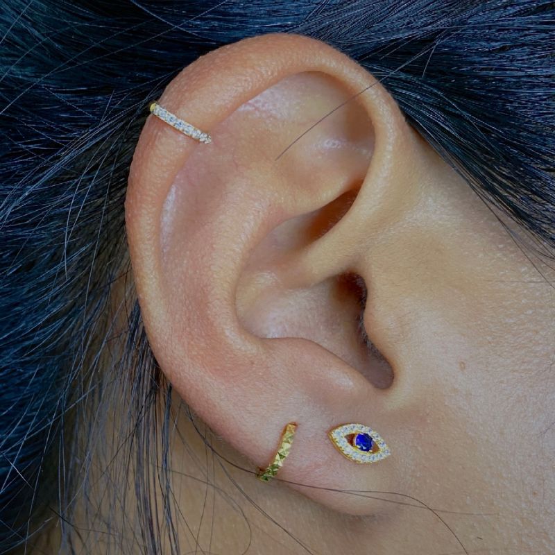 18K Solid Gold Evil Eye Stud Earrings – Minimalist Protection Jewelry with Screw-On Backs, Waterproof & Tarnish-Free