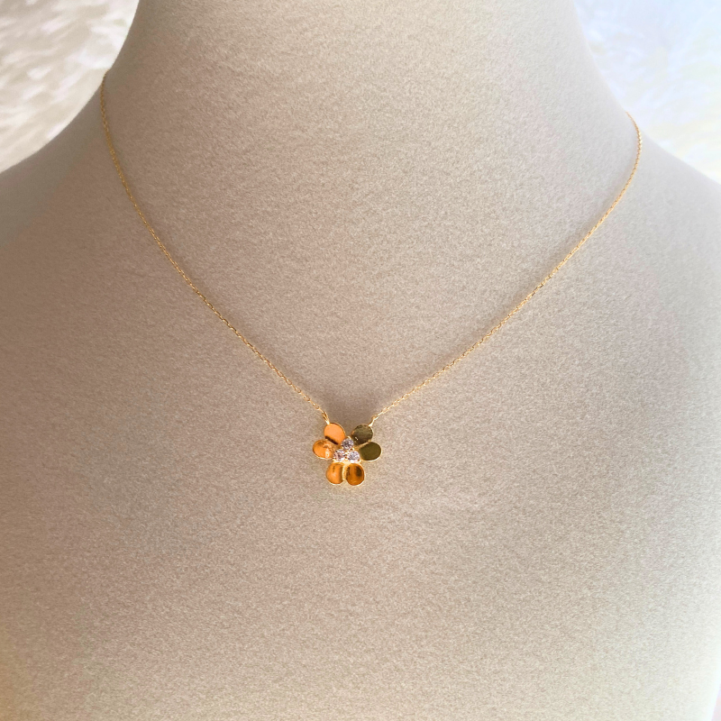 18K Gold Dainty and Lightweight Mini Frivole Necklace, Adjustable 16in-18in chain