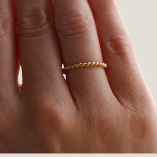 18K Solid Gold Rope Stacking Ring