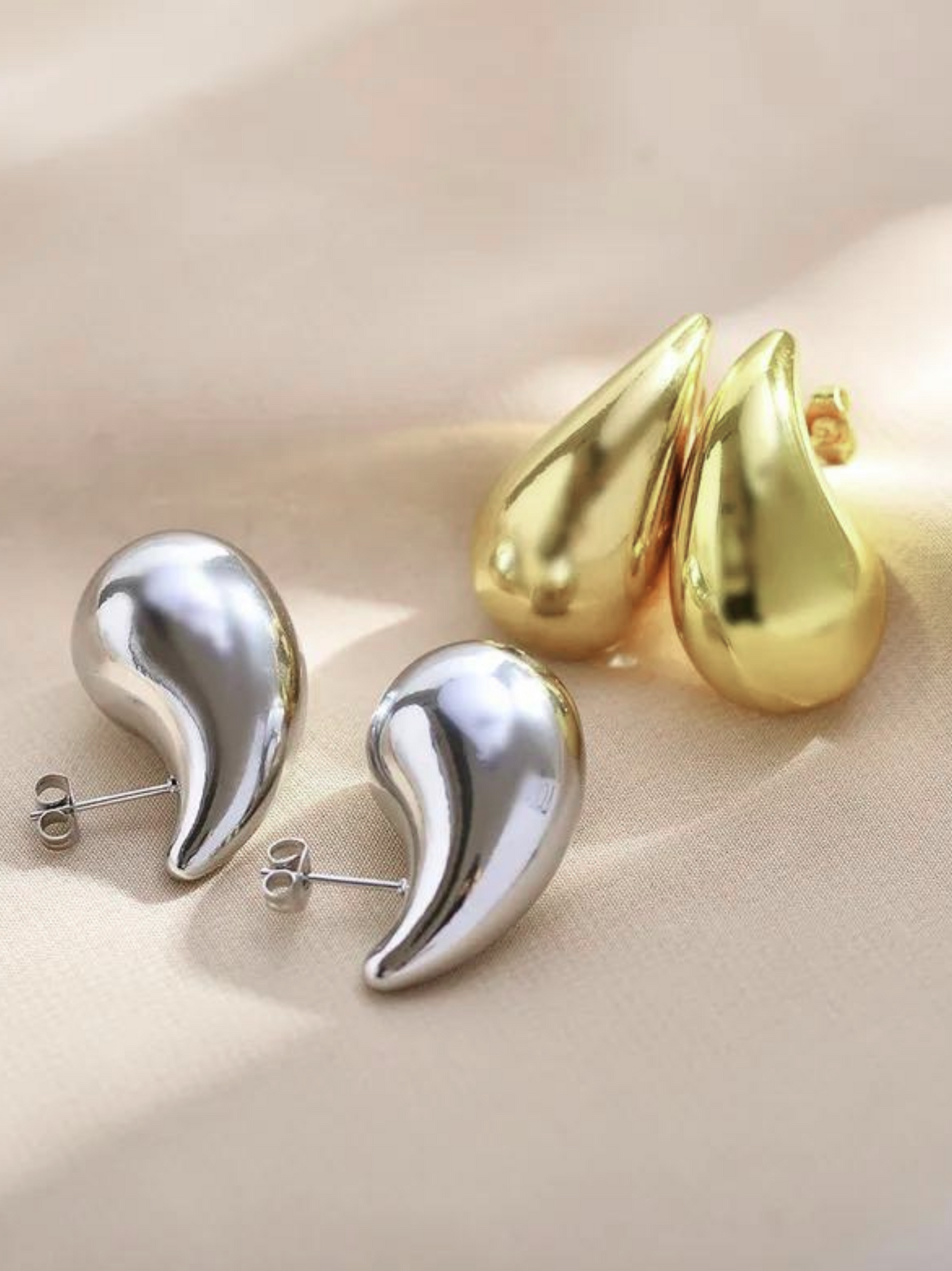 18K Solid Gold Chunky Drop Earrings