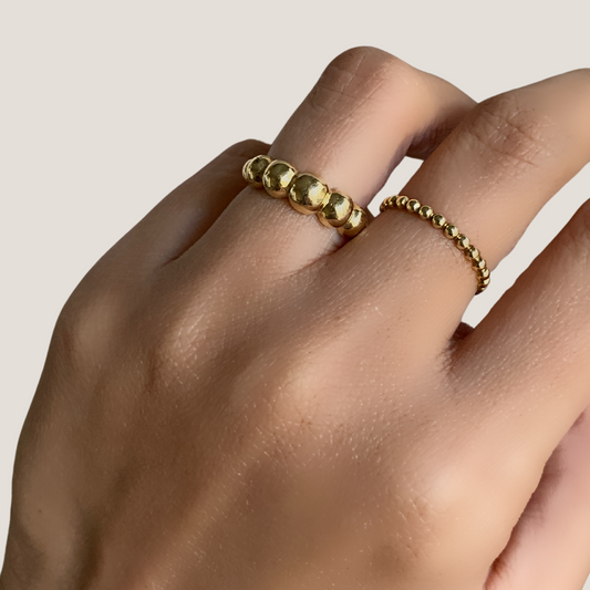 18K Solid Gold Bubble RIng
