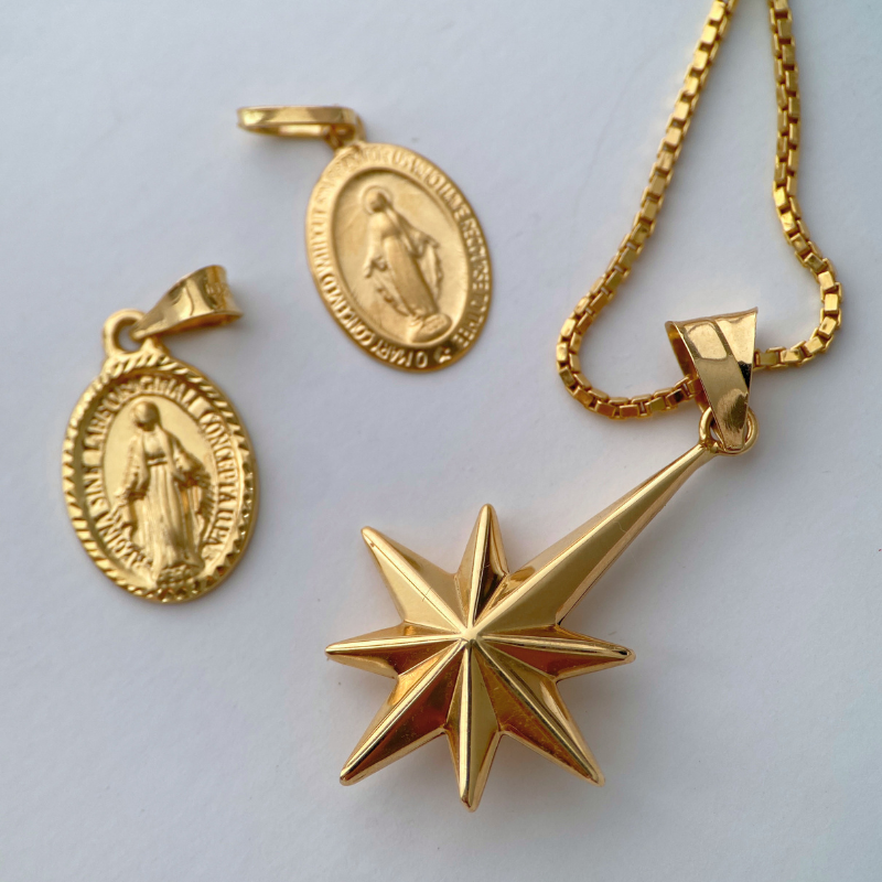 18K Gold North Star Pendant