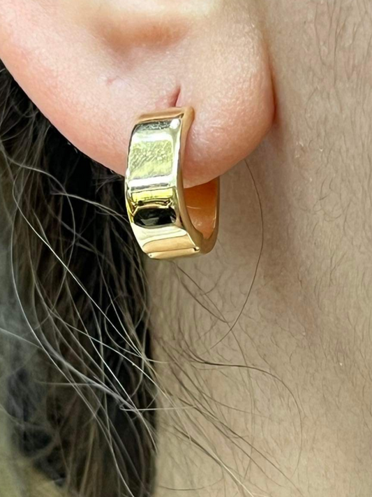 18k Solid Gold Chunky Wide Hoop Earrings