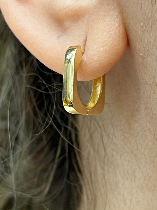 18k Solid Gold Square Hoop Earrings