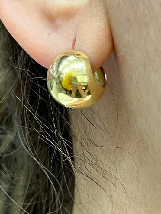 18k Solid Gold Small Dome Earrings Wrecking Ball