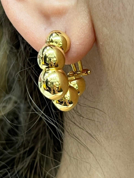 18K Solid Gold Bubble Hoop Earrings