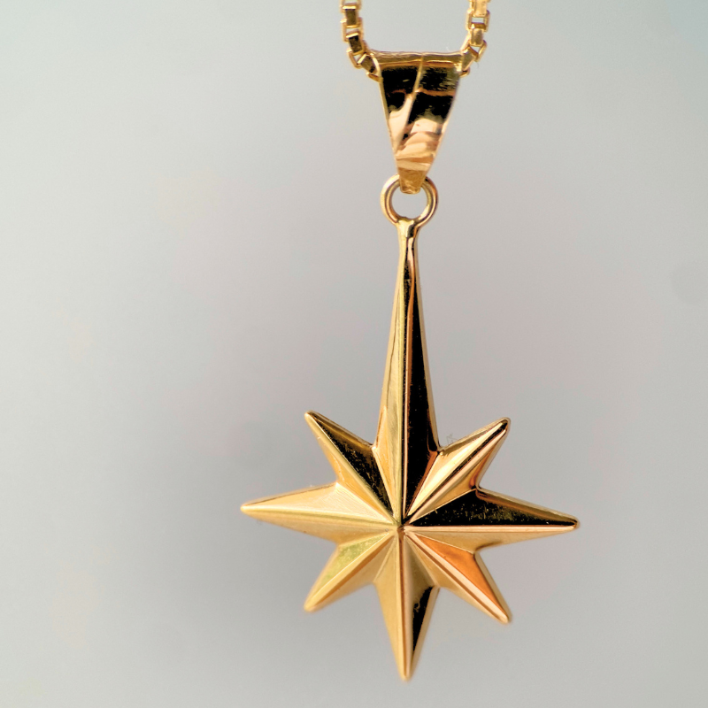 18K Gold North Star Pendant