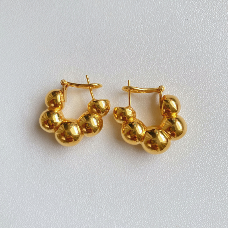 18K Gold Bubble Hoop Earrings