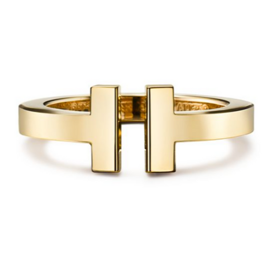 18k Solid Gold T-Ring