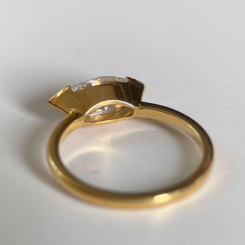 Marquise East-West Moissanite Engagement Ring in Solid 18K Gold