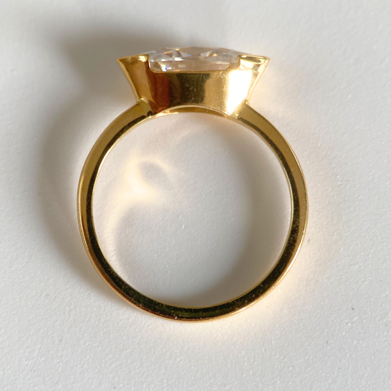 Marquise East-West Moissanite Engagement Ring in Solid 18K Gold