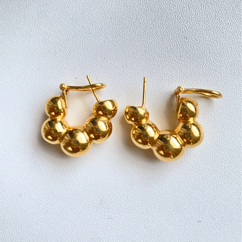 18K Gold Bubble Hoop Earrings