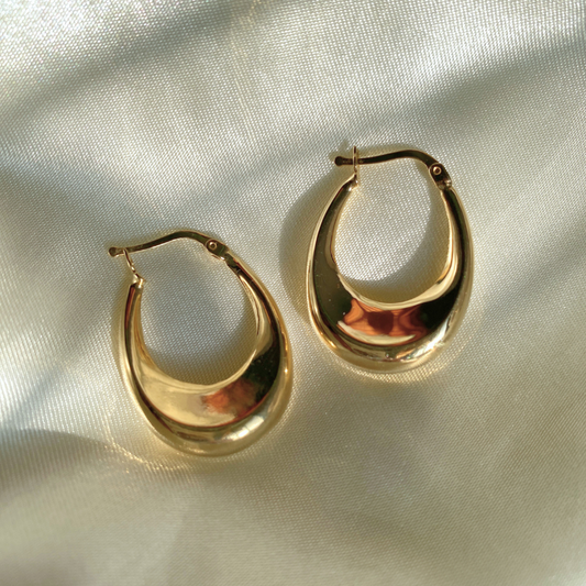 18K Solid Gold Doorknocker Earrings