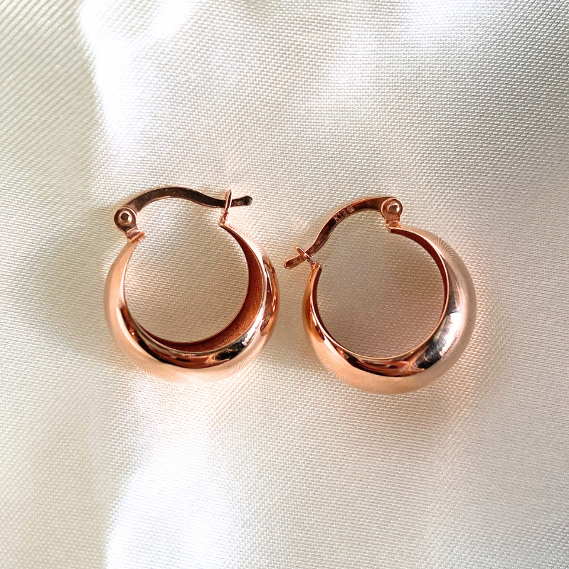 18K Gold Dome Hoops - Rose Gold