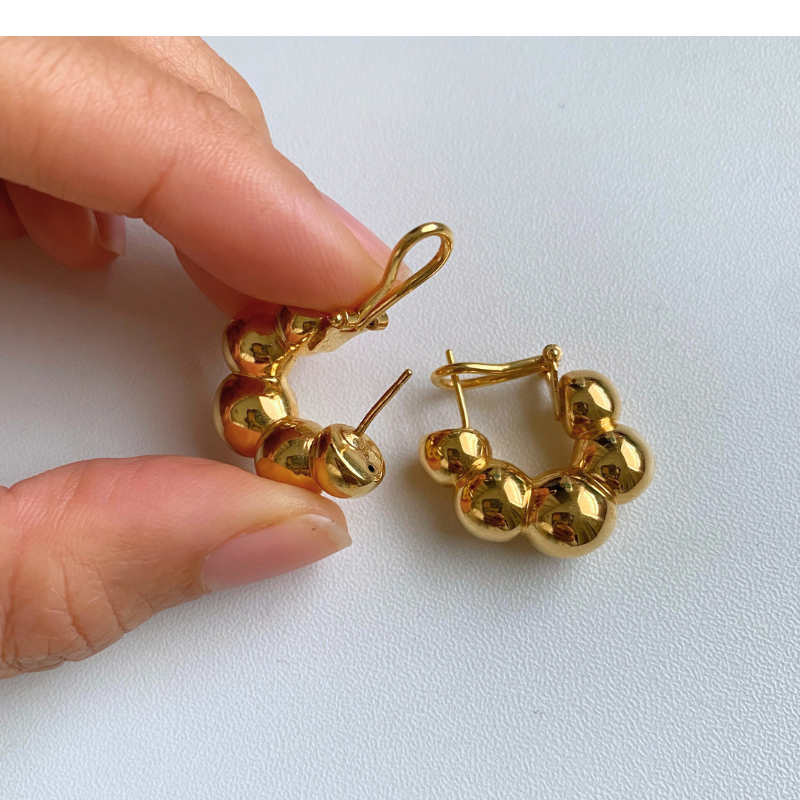 18K Gold Bubble Hoop Earrings