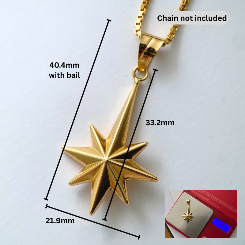 18K Gold North Star Pendant
