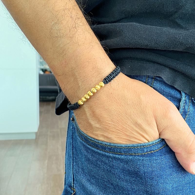 Handmade Unisex, Genderless 18k Gold Cat Eye Bead Bracelet