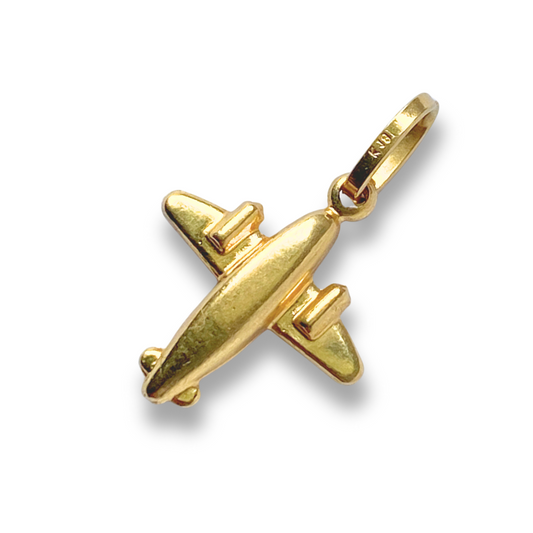 18K Gold Airplane Pendant